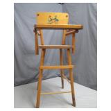 Wooden Child's High Chair with Painted Backrest