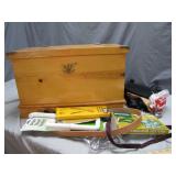 Wooden Storage Box With Metal Eagle Accent