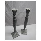 Tall Cast Metal Candlesticks
