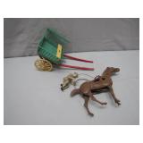 Vintage Mechanical Horse and Cart Toy