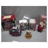 Holiday Collectibles Lot: Santas and Firehouse