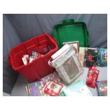 Large Holiday Storage Bin Filled with Decorations