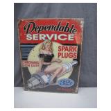 Dependable Service Tin Sign, Vintage Style