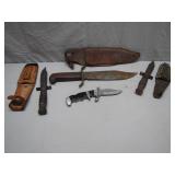 Vintage Knives with Leather Sheaths