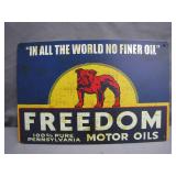 Freedom Motor Oils Metal Advertising Sign