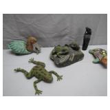 Frog, Pelican, and Fish Figurines