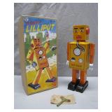 Robot Lilliput Tin Toy with Key and Box