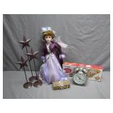 Collectibles Lot with Doll and Clock
