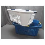 Two Plastic Laundry Baskets