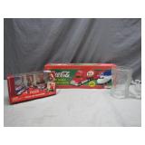 Coca-Cola Collectibles Set with Glass and Vehicles