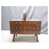Expandable Wooden Sewing Box on Legs