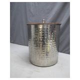 Hammered Metal Canister With Wooden Lid