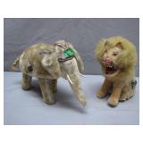Steiff Style Wind-Up Lion and Elephant Pair