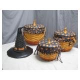 Halloween Longaberger Basket Set with Witch Hat