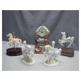 Collectible Carousel Horse Figurines and Clock