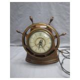 Nautical Ship Wheel Clock with Brass Detail