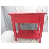 Red End Table With Built-In Electric Plug