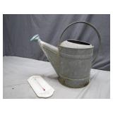 Galvanized Watering Can and Floral Thermometer