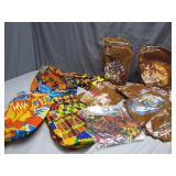 Kente Print Satin Lined Caps & Scarves