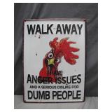 Humorous Chicken-Themed Metal Sign