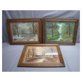 3 Seasonal Landscape Paintings