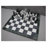 Marble Chess Set on Green and White Board