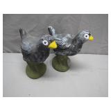 Painted Cement Bird Sculptures