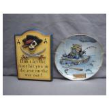 Ceramic Humor Plaque and Decorative Plate Set