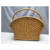 Woven Wicker Basket With Arched Handle