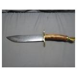 Large Fixed-Blade Knife With Brass Accents
