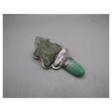Sterling 925 Pin/Pendant with Stone Frog Design