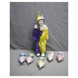 Porcelain Clown Figurine and Holiday Ornaments