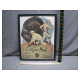 Framed Ken-Wel Lou Gehrig Ad Poster