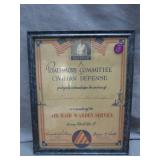 World War II Civilian Defense Certificate