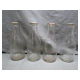 4 Vintage Dairy Glass Bottles