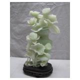 Hand-Carved Jadeite Floral Vase Sculpture