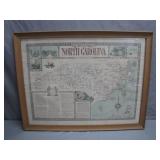 Framed Illustrated Map of North Carolina