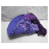 Purple Feather and Sequined Designer Hat