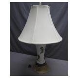 Decorative Lamp with Floral Motif and Brass Base