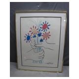 Framed Bouquet Lithograph With Signature