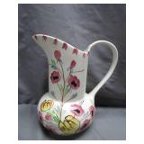 Hand-Painted Pitcher With Floral Design