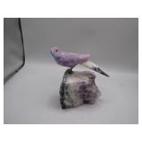 Amethyst Bird Figurine on Rock Base