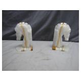 Carved Onyx Horse Head Bookends