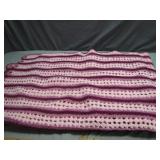 Hand-Crocheted Pink and Purple Blanket