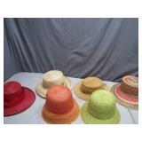 Colorful Collection of Six Straw Hats
