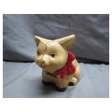 Cast Iron Pig Bank With Festive Decor