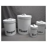 Four-Piece Tin Canister Set With Labels