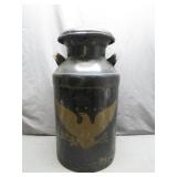 Metal Milk Can with Eagle Emblem