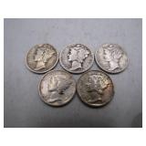 1941-D to 1945-S Mercury Silver Dime Set