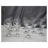 12 Clear Stemmed Glass Goblets
